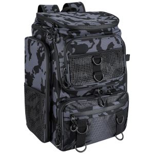 Sac pêche 42L, 16 poches, porte-cannes, imperméable, sangles ajustables