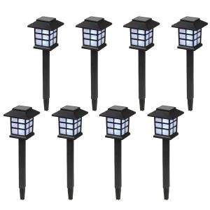 8 lanternes solaires LED blanches, jardin, éclairage paysager