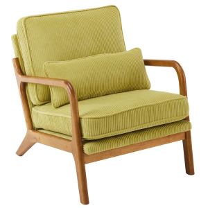 Fauteuil accent bras bas, velours olive, 330LBS