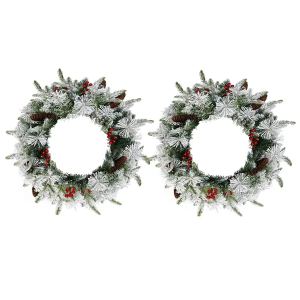 Couronne Noël pré-éclairée 18po 60 lumières