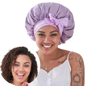 Bonnet de soie pour dormir femme, rose rouge