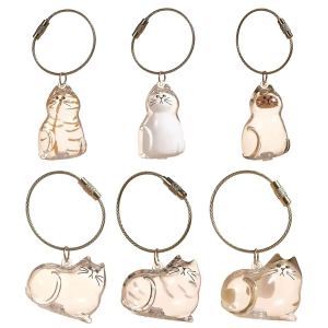 Ensemble 6 pendentifs mémorial poil de chat - Porte-clés