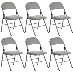 6 chaises pliantes fer PVC grises, conventions expositions