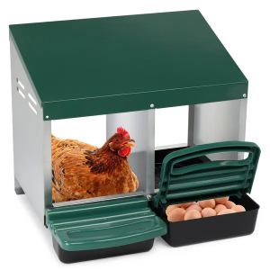 Nichoir poules 2 compartiments roulant vert