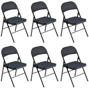 6 chaises pliantes fer PVC convention exhibition noir