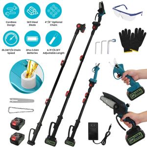 Sécateur électrique 4-en-1, tête ajustable, 2 batteries
