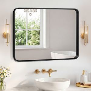 Miroir mur cadre métal rectangulaire
