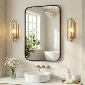 Miroir mur cadre métal rectangulaire