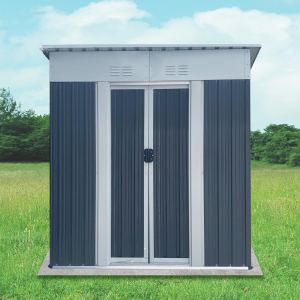 Remise outil jardin gris 5pi x 3pi toit pentu aluminium porte