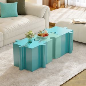 Ensemble tables puzzle 3 pcs bleu & vert clair