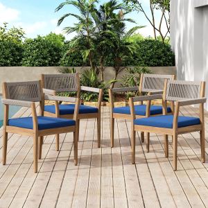 4 chaises patio acacia tressé rotin beige marine