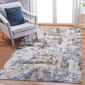PAYAS tapis 8x10 ivoire bleu abstrait