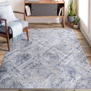 PAYAS 7x9 tapis géométrique bleu gris