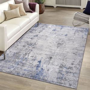MARFI Tapis abstrait 5X7 argent bleu
