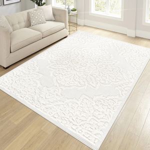 Tapis zone Step Medallion 7,9'x10' crème géométrique chambre