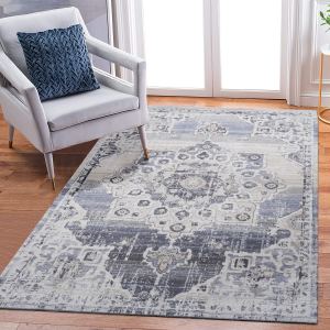 PAYAS tapis 8x10 crème bleu médaillon
