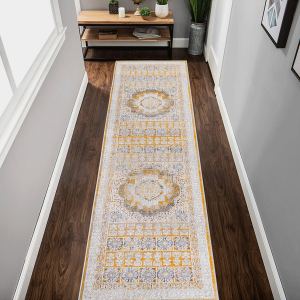 PAYAS Collection 2X8 Cream Ivory Medallion Runner Rug