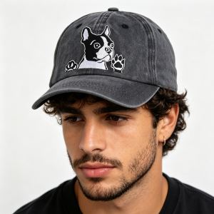 Casquette Boston Terrier brodée coton lavé 2 pcs