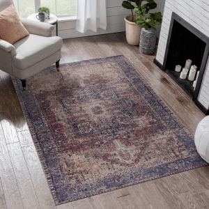Tapis lavable MAVAL bourgogne 6x9 pi