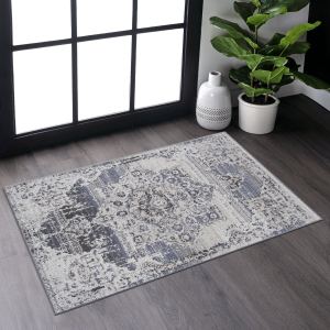 PAYAS tapis 2X3 crème bleu médaillon
