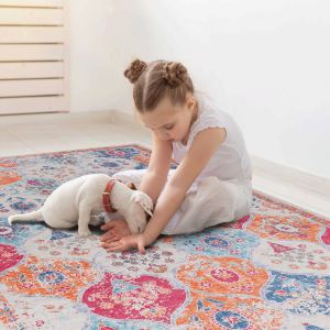 Tapis 2x3 crème lavable antidérapant chambre salon
