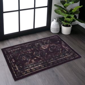 MAVAL Tapis lavable 2'x3' noir bourgogne