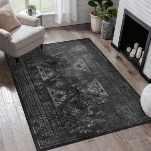 MAVAL tapis lavable 5x8 noir gris