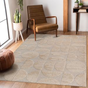 Tapis Step beige 5'3''x7'6'' géométrique