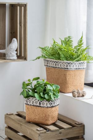 2 pcs paniers planteurs rectangulaires garnitures géométriques