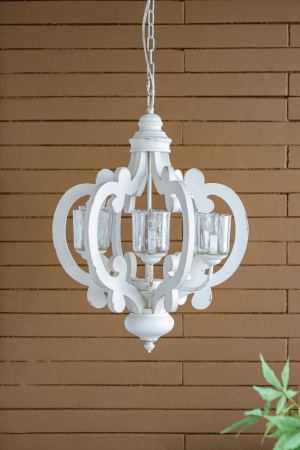 Lustre fermette 6 lumières bois chaîne ajustable