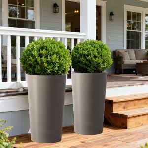 2 emb. Jardinières 21,7 po - Boîte carrée moderne, brun