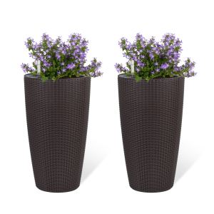 Ensemble 2 jardinières rotin 22po moniteur eau arrosage brun