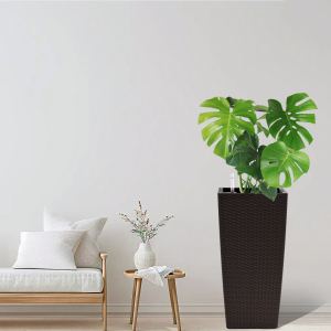 2x Jardinière 22po rotin arrosage auto brun