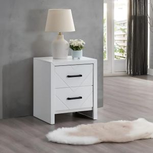 Table de nuit Morris G0093-N 2 tiroirs, blanc