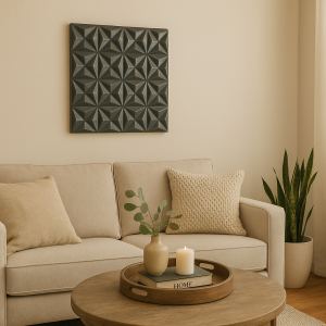 Décor mural MDF carré noir 16 X 16 po, accent élégant