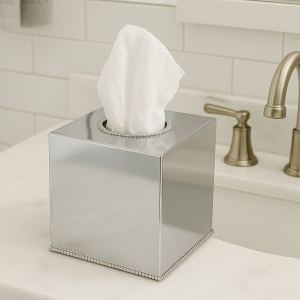 Porte-mouchoir acier inoxydable carré fini lustré