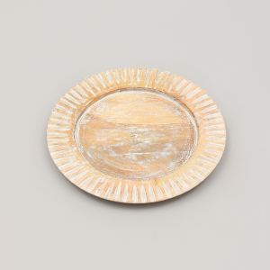 Assiette charger bois blanc 13" artisanat
