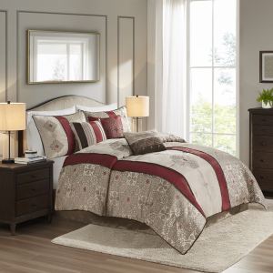 Ensemble couette Queen 7 pièces jacquard avec coussins