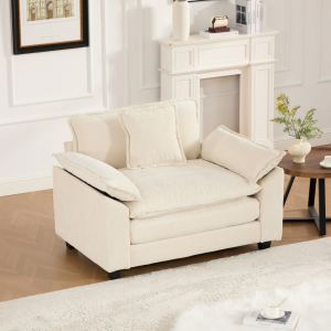 Canapé nuage siège unique ottoman non inclus, tissu chenille beige SW5041BG