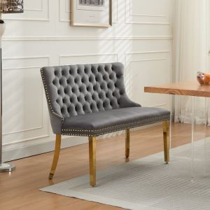 Banc loveseat velours salle à manger, dossier aile gris SW1602GY