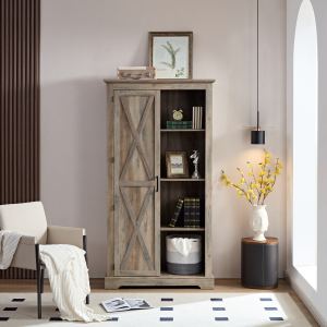 Armoire rangement haut 39,37x15,75x74,4po, porte grange, gris