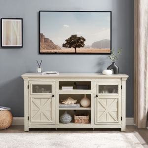 Cabinet TV ferme 2 portes, design ferme blanc, 60,23 x 15,35 x 31,7