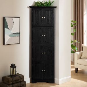 Armoire cuisine 72 po, 4 étages, 8 portes, noir