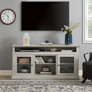 Meuble TV moderne 60 x 15,75 x 29 po, gris pierre