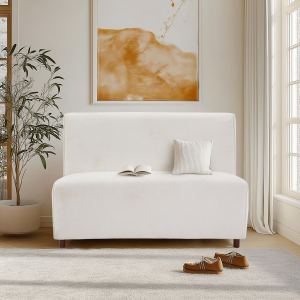 Causeuse 49 po boucle beige coussin haute densité