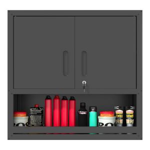 Armoire rangement murs métal verrou, 1 tiroir ouvert