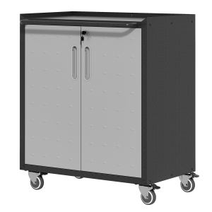 Armoire rangement métal robuste avec roues pour garage, bureau et maison