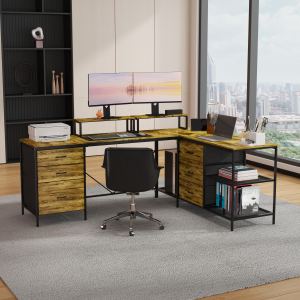 Bureau L 114 po brun, 6 tiroirs, puissance
