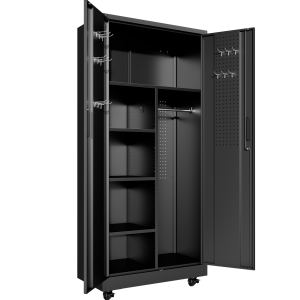 Armoire rangement métallique roulante 71 po noire