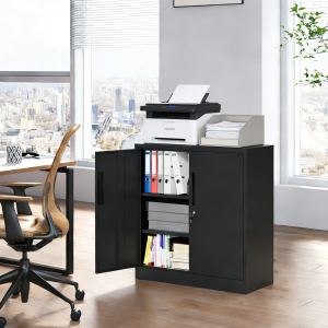 Cabinet rangement métal verrouillable 2 portes noir